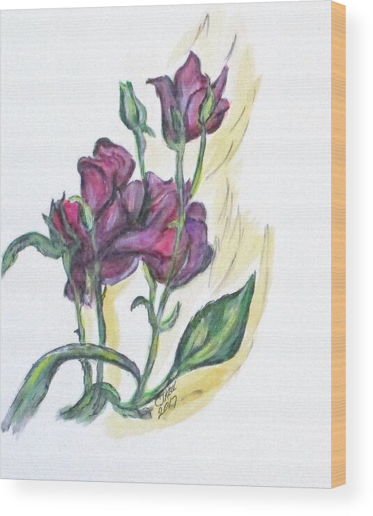 Flowers Wood Print featuring the painting Kimberly's Spring Flower by Clyde J Kell