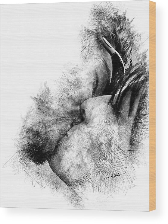 Kiss Wood Print featuring the digital art Kiss by Charlie Roman