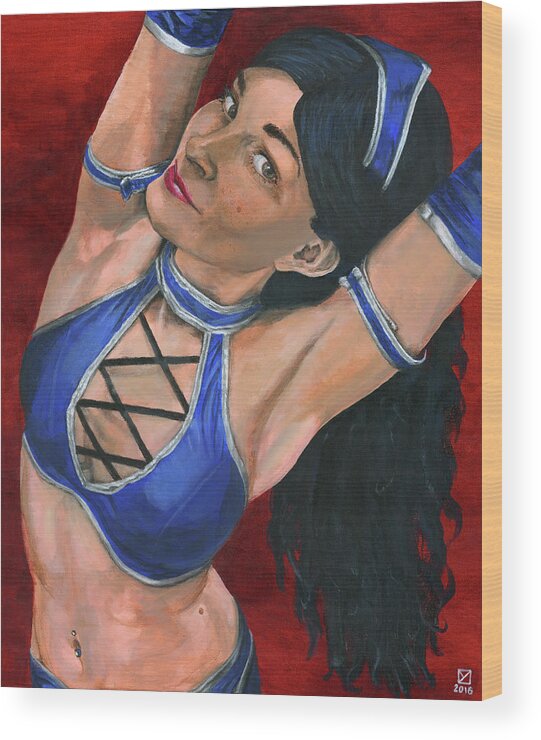 Cosplay Wood Print featuring the painting Kitana by Matthew Mezo