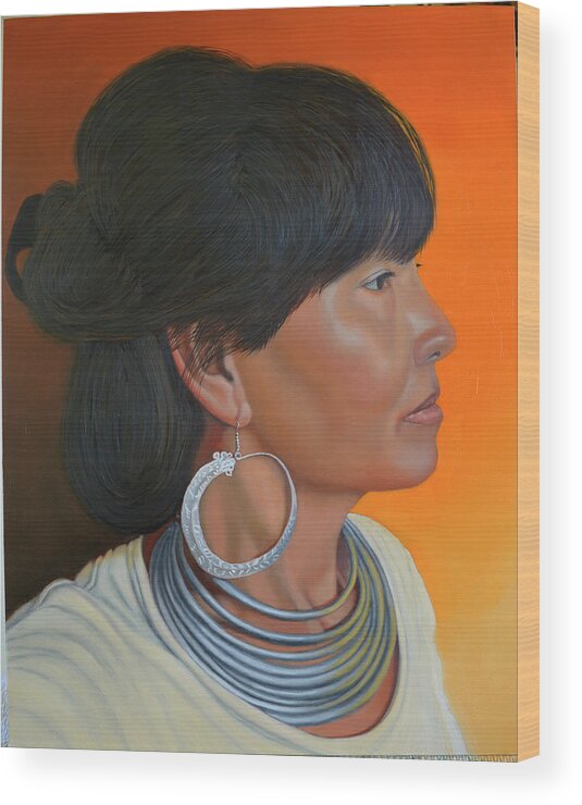 Hmong Woman Wood Print featuring the painting Lady of Sapa by Thu Nguyen