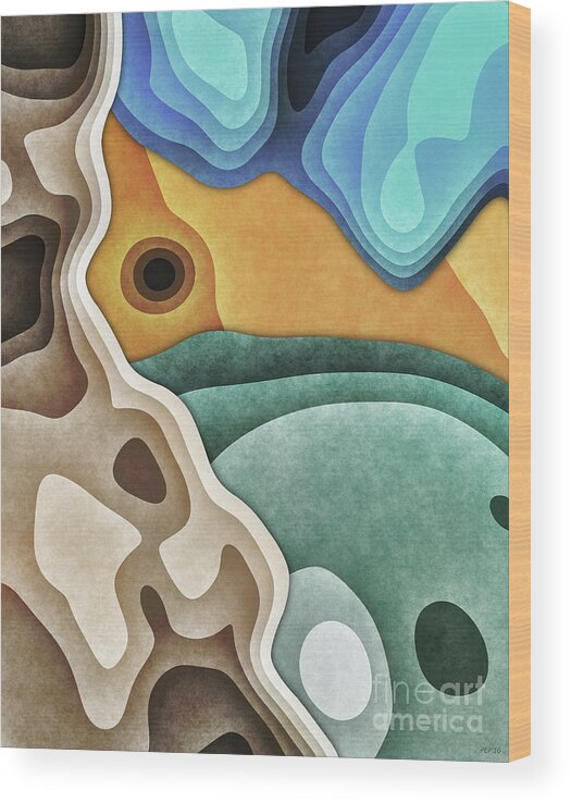 Earth Tones Wood Print featuring the digital art Landscape of Layers by Phil Perkins
