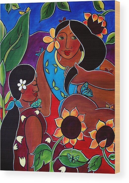 Women Wood Print featuring the painting Las Mujeres by Jan Oliver-Schultz