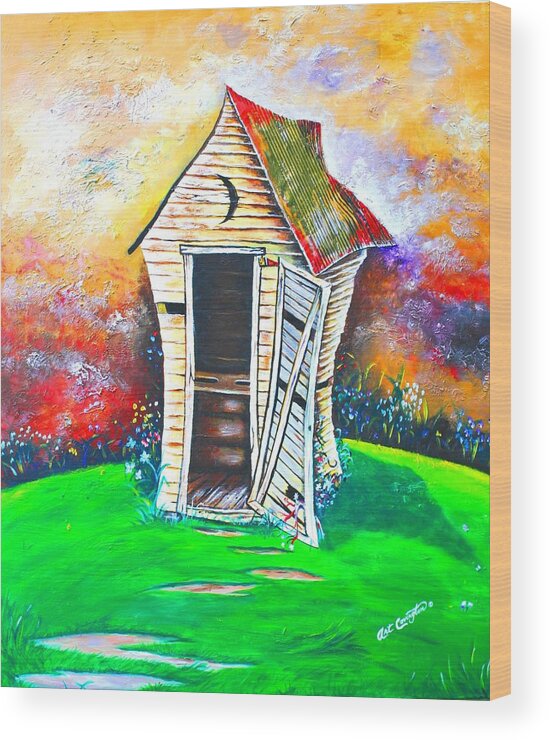 Out House Wood Print featuring the painting Lil Outhouse by Arthur Covington