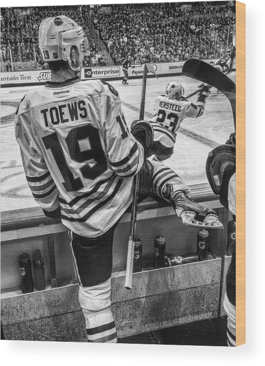 Hockey Wood Print featuring the photograph Line Change by Tom Gort