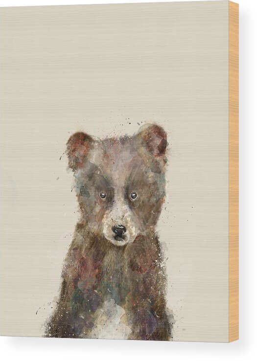 Bears Wood Print featuring the painting Little Brown Bear by Bri Buckley