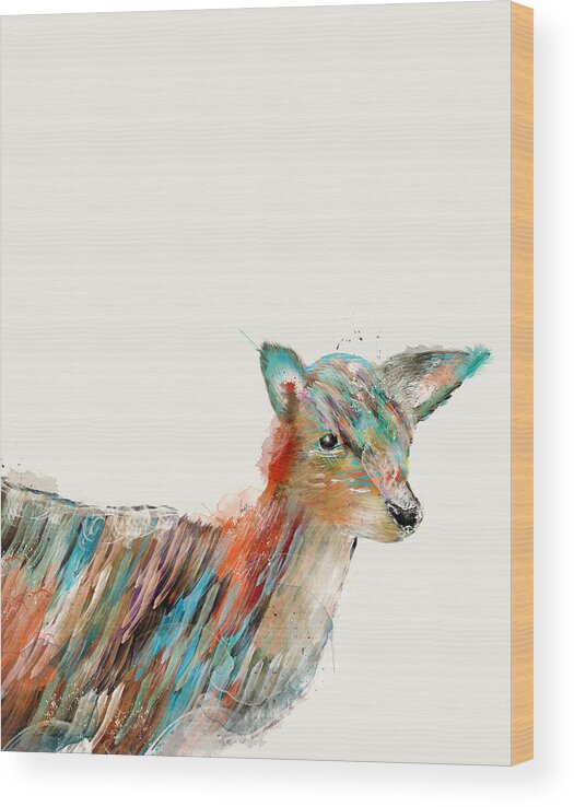 Deer Wood Print featuring the painting Little Deer by Bri Buckley