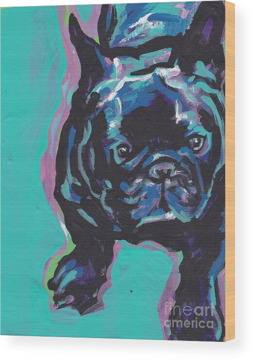 Frenchie Wood Print featuring the painting Little French Bully by Lea S