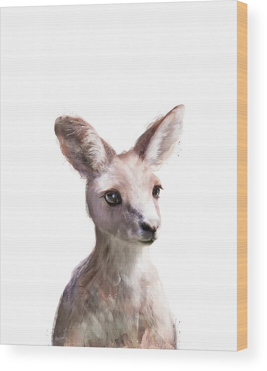 Kangaroo Wood Print featuring the painting Little Kangaroo by Amy Hamilton