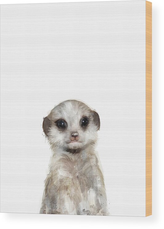 Meerkat Wood Print featuring the painting Little Meerkat by Amy Hamilton