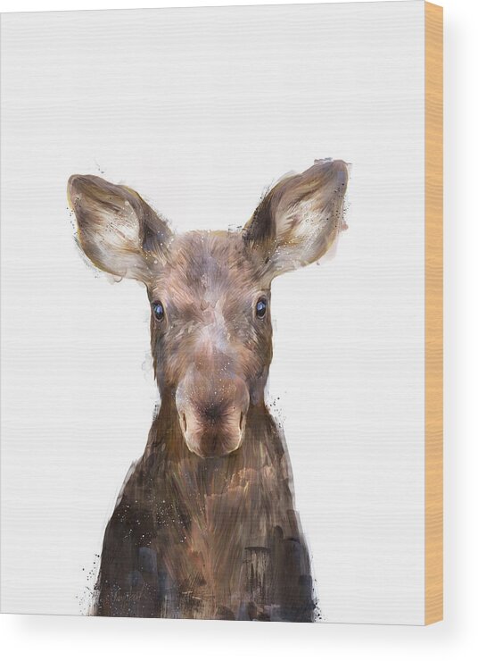 #faatoppicks Wood Print featuring the painting Little Moose by Amy Hamilton