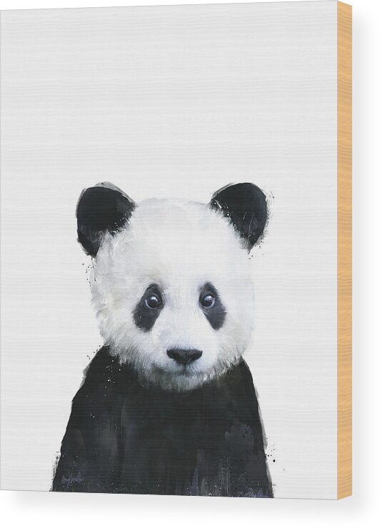 Panda Wood Print featuring the painting Little Panda by Amy Hamilton