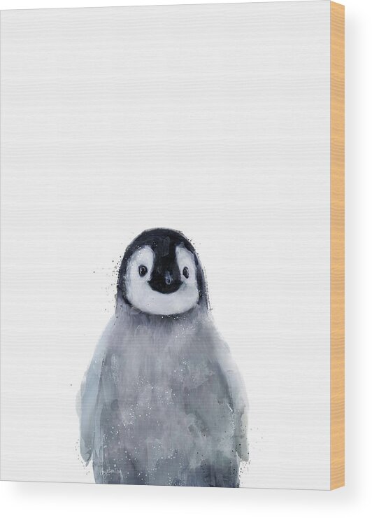 Penguin Wood Print featuring the mixed media Little Penguin by Amy Hamilton