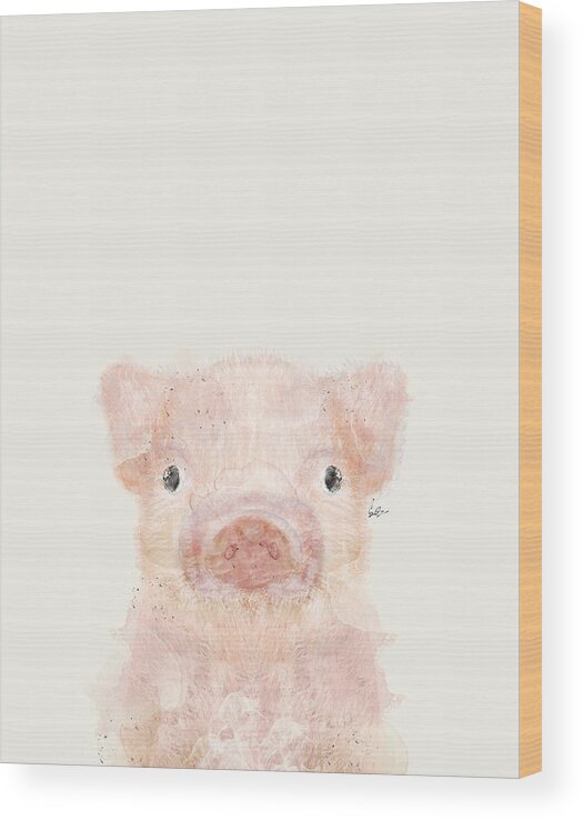 Pig Wood Print featuring the painting Little Pig by Bri Buckley