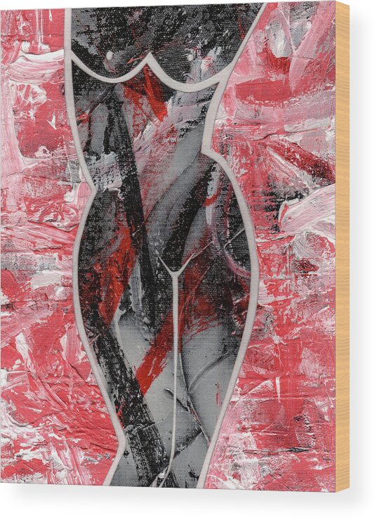 Nude Wood Print featuring the painting Lively by Roseanne Jones
