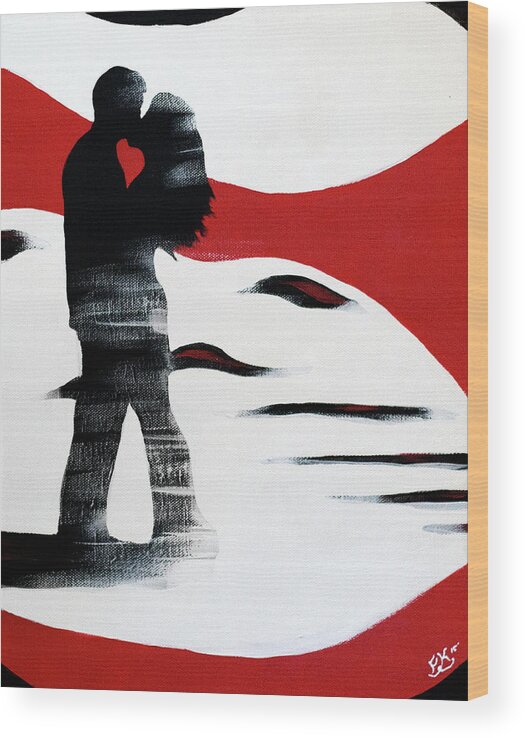 Love Wood Print featuring the painting Love 1 by Franklin Kielar