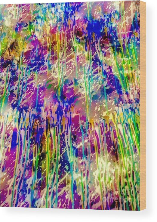Abstract-painting-mixed-media Wood Print featuring the painting Love Raining Down by Catalina Walker