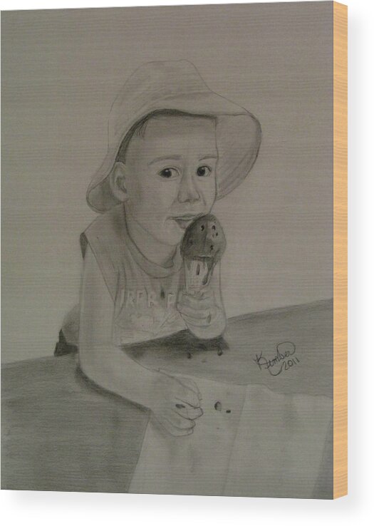 Portrait Drawing Wood Print featuring the drawing Love those summer treats... by Kimber Butler