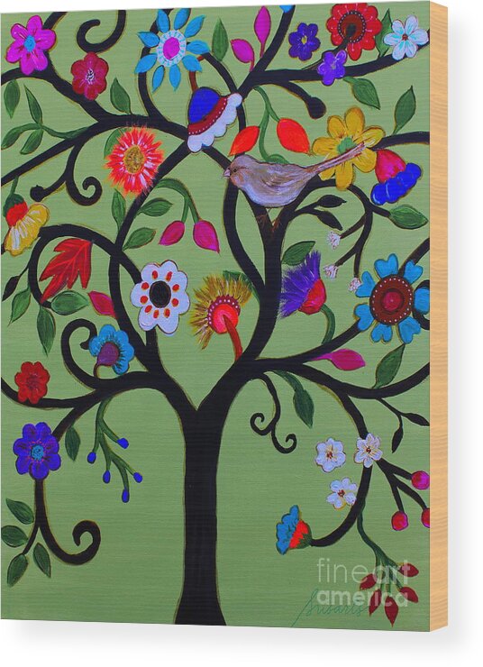 Blooms Wood Print featuring the painting Loving Tree Of Life by Pristine Cartera Turkus