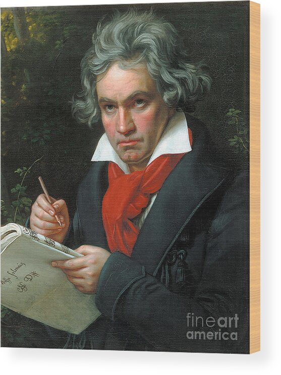 Ludwig Van Beethoven Wood Print featuring the painting Ludwig van Beethoven #1 by Joseph Karl Stieler