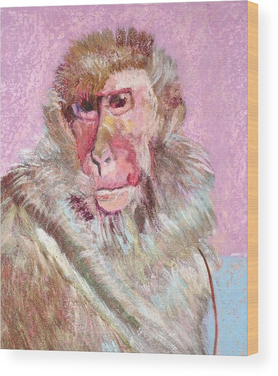 Macaque Wood Print featuring the painting Macaque by Jamie Downs