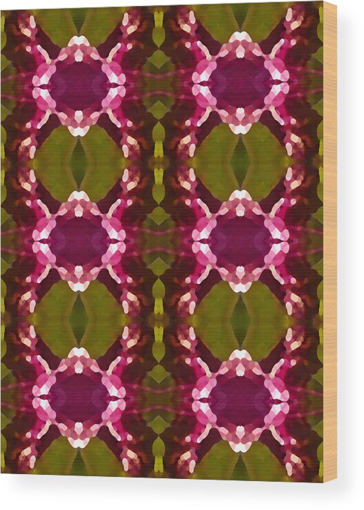 Abstract Wood Print featuring the painting Magenta Crystal Pattern by Amy Vangsgard