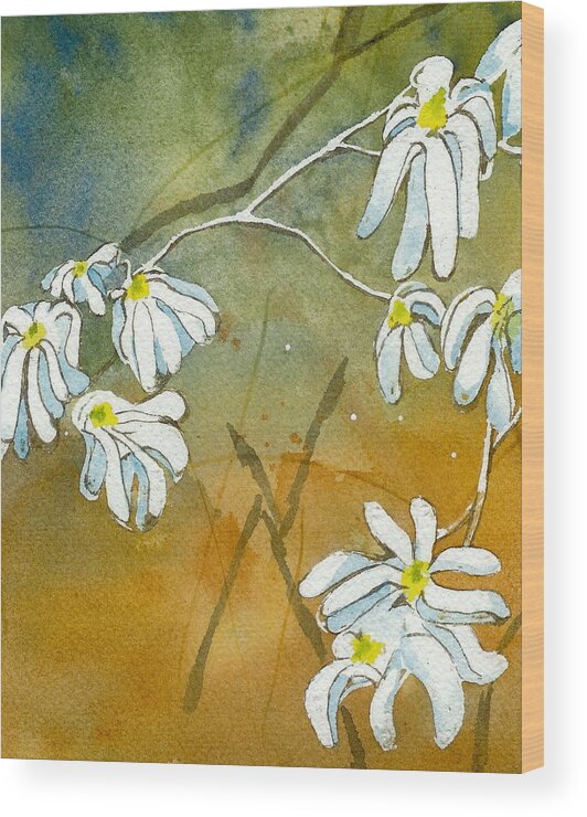 Magnolias Wood Print featuring the painting Magnolias 2 of 3 by Lynn Babineau