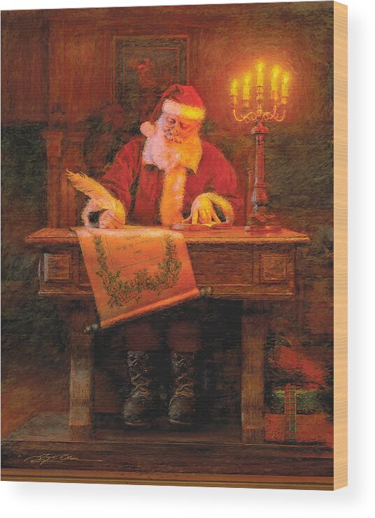 Christmas Wood Print featuring the painting Making a List by Greg Olsen