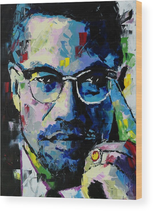 Malcolm X Wood Print featuring the painting Malcolm X by Richard Day
