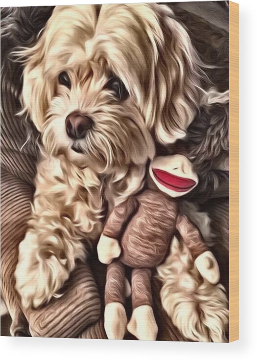 Maltipoo Wood Print featuring the digital art Maltipoo Love by Laurie Trumpet Williams