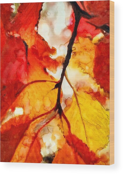 Maple Leaves Wood Print featuring the painting Maple by Lelia DeMello