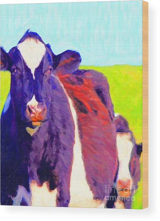 Cow Wood Print featuring the photograph Marching Cow . Photoart by Wingsdomain Art and Photography