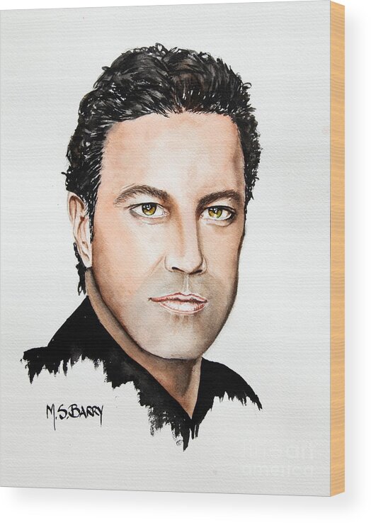 Greek Wood Print featuring the painting Mario Frangoulis by Maria Barry