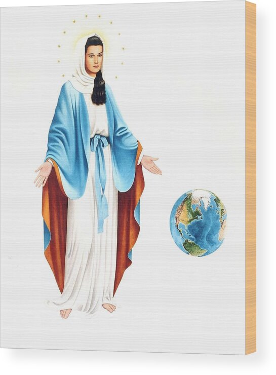 Holy Wood Print featuring the painting Mary by Conrad Mieschke