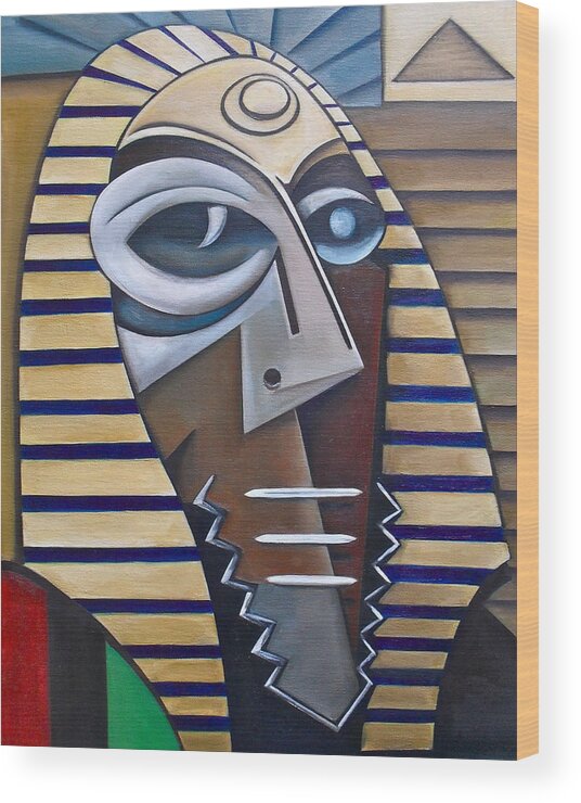 Africa African Rap Hip-hop Music Labtekwon Baltimore Wood Print featuring the painting Mask of the Enigmatic by Martel Chapman