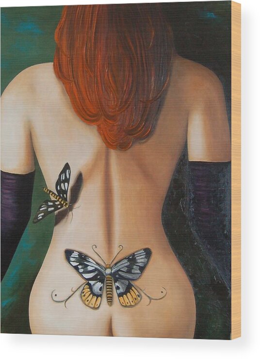 Nude Wood Print featuring the painting Mating Season by Leah Saulnier The Painting Maniac