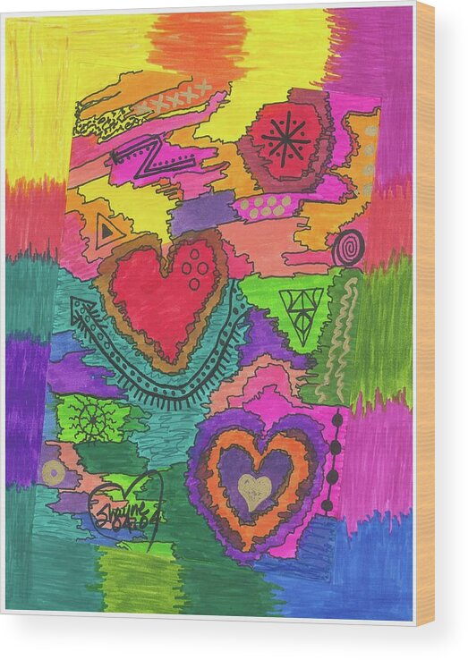 Original Drawing/painting Wood Print featuring the drawing Matters Of The heART by Susan Schanerman