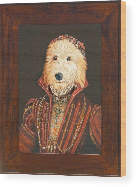 Renaissance Wood Print featuring the painting Mattie as a Noblewoman by Debra Freeman