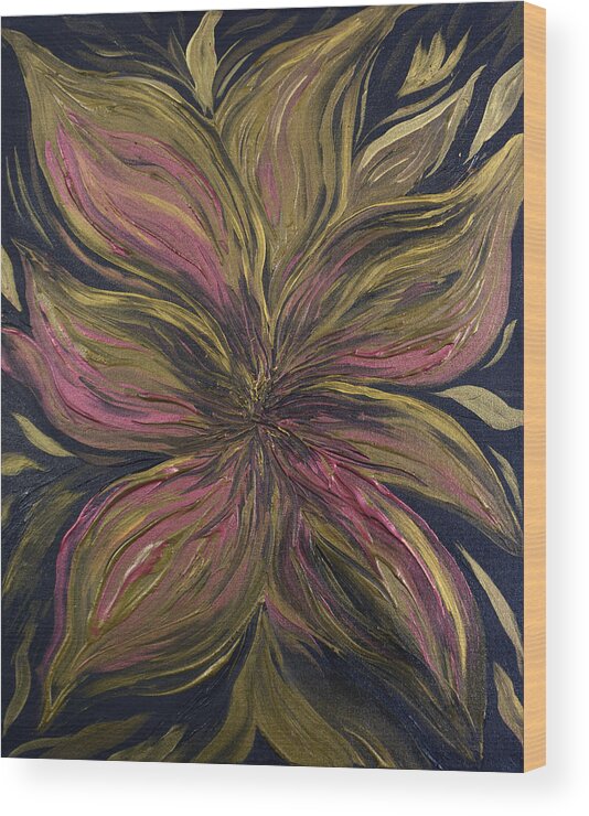 Metallic Wood Print featuring the painting Metallic Flower by Michelle Pier