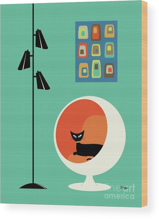 Cat Wood Print featuring the digital art Mid Century Mini Oblongs by Donna Mibus