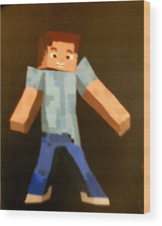 Minecraft Wood Print featuring the painting Minecraft Steve by Sheri Keith