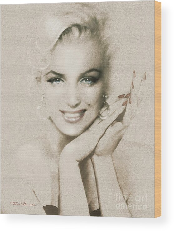 Marilynmonroe Wood Print featuring the painting MM 133 sepia by Theo Danella