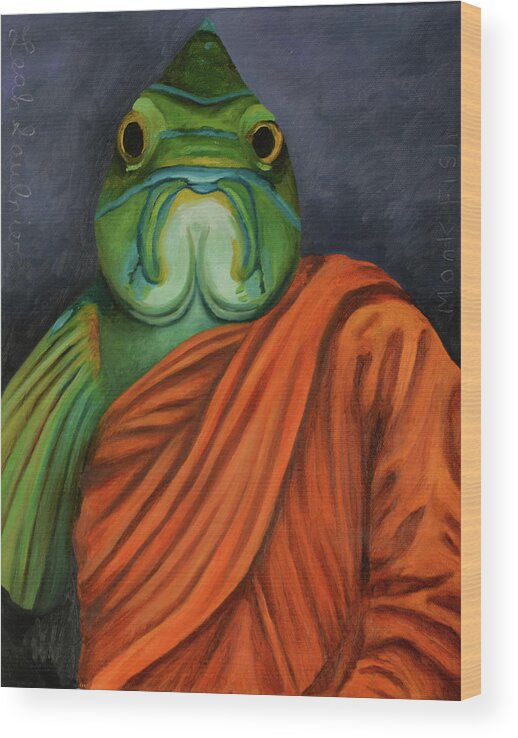 Monk Fish Wood Print featuring the painting Monk Fish by Leah Saulnier The Painting Maniac