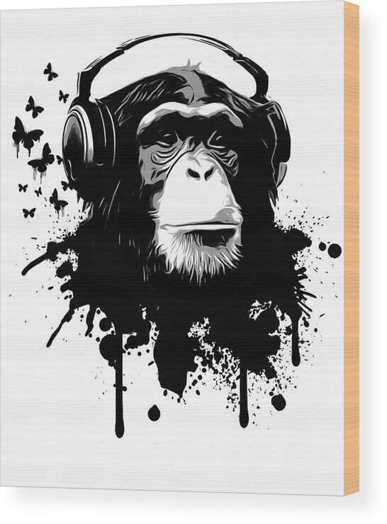 Ape Wood Print featuring the digital art Monkey Business by Nicklas Gustafsson