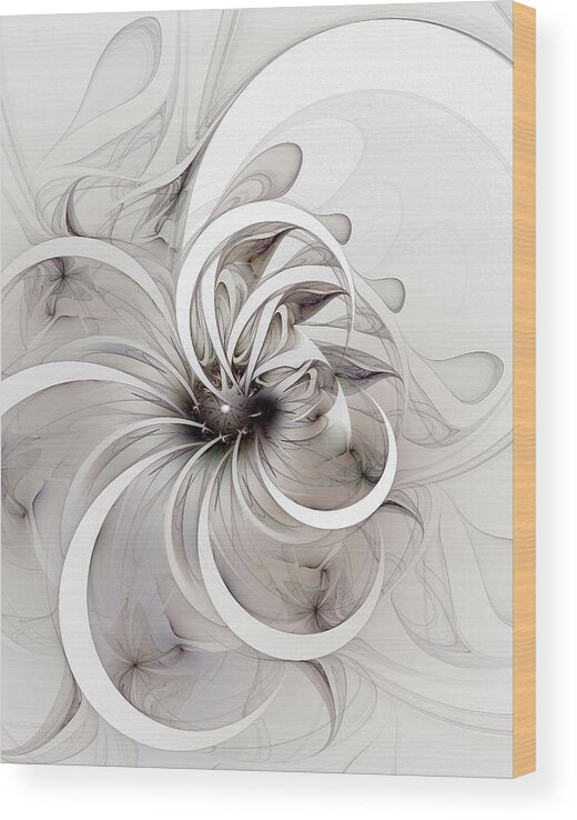 Digital Art Wood Print featuring the digital art Monochrome flower by Amanda Moore