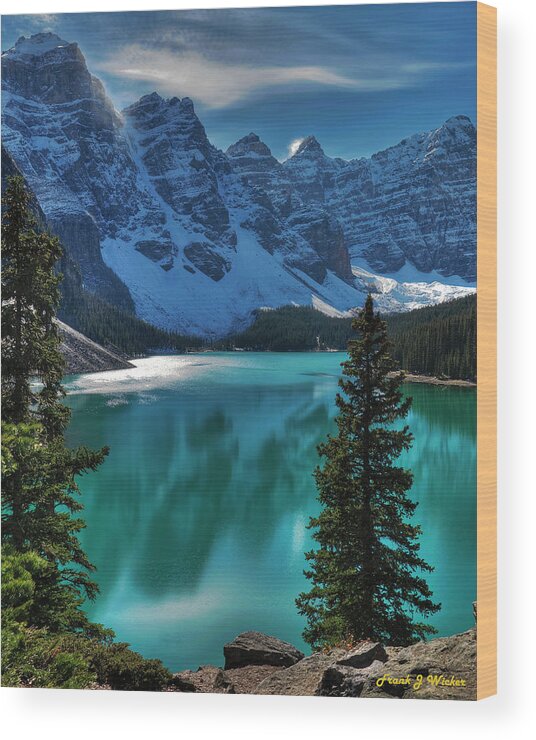 Canada Wood Print featuring the photograph Morraine Lake in Banf National Park by Frank Wicker