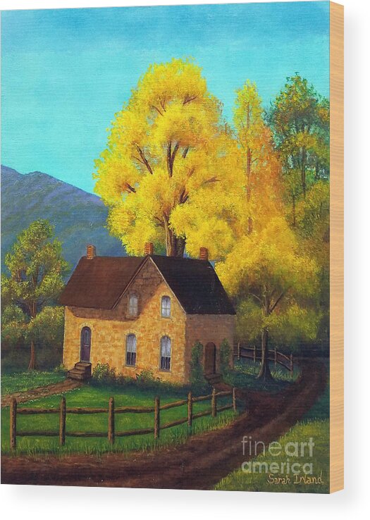 Mountain Wood Print featuring the painting Mountain Home by Sarah Irland