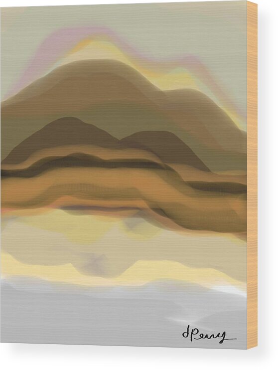 Abstract Mountain Art Print Wood Print featuring the painting Mountain Range by D Perry