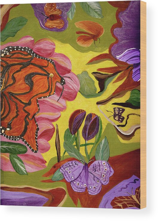 Butterfly Wood Print featuring the painting Ms Monarch by Judy Huck