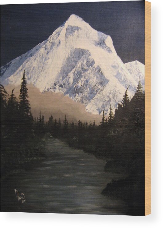 Landscape Wood Print featuring the painting Mt Hood by Mark Farr