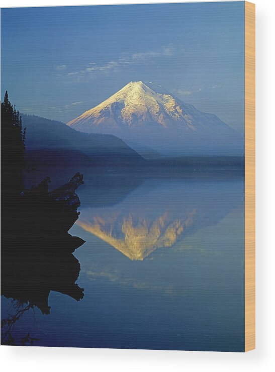 Sunset Wood Print featuring the photograph 1M4907-V-Mt. St. Helens Reflect V by Ed Cooper Photography